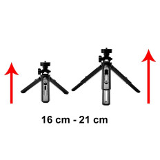 Mini Tripod Selfie Fotohållare för telefonkamera Kamera GOPRO 16-21cm Svart