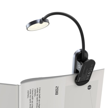 Mini LED lampa na čítanie s sivým klipom