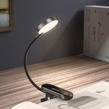 Mini LED lampa na čítanie s sivým klipom