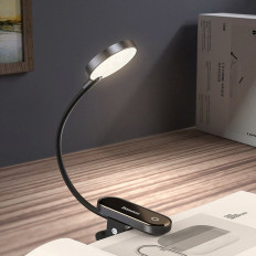 Mini LED lampa na čítanie s sivým klipom