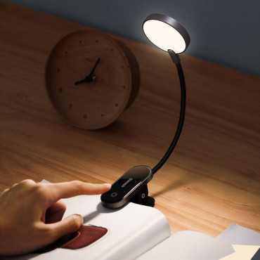 Mini LED lampa na čítanie s sivým klipom