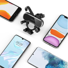 Auto Gravity Handgreep op een zwarte telefoon