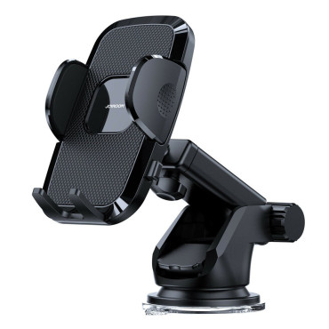 Suporte de telefone com braço telescópico no painel e vidro preto