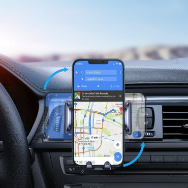Tenedor de teléfono a cuadros del automóvil Qi 15W cargador negro