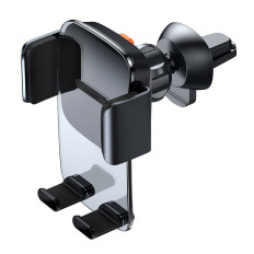 Car holder on the phone on the air checkered. Black ventilation