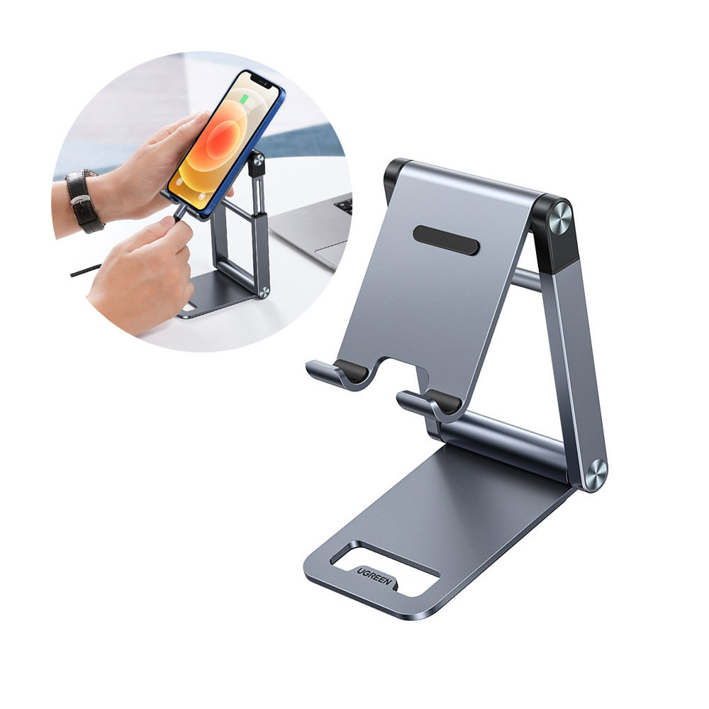 Suporte de suporte de dobramento sob o tripé do smartphone no telefone cinzento