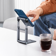 Soporte de soporte plegable debajo del trípode del teléfono inteligente en el teléfono gris