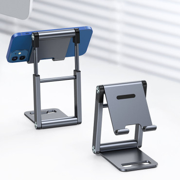 Soporte de soporte plegable debajo del trípode del teléfono inteligente en el teléfono gris