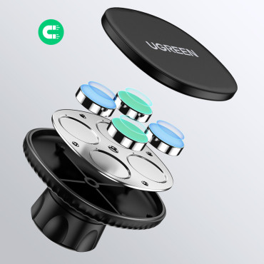 Support de voiture magnétique pour téléphone auto-adhésif pour tableau de bord noir
