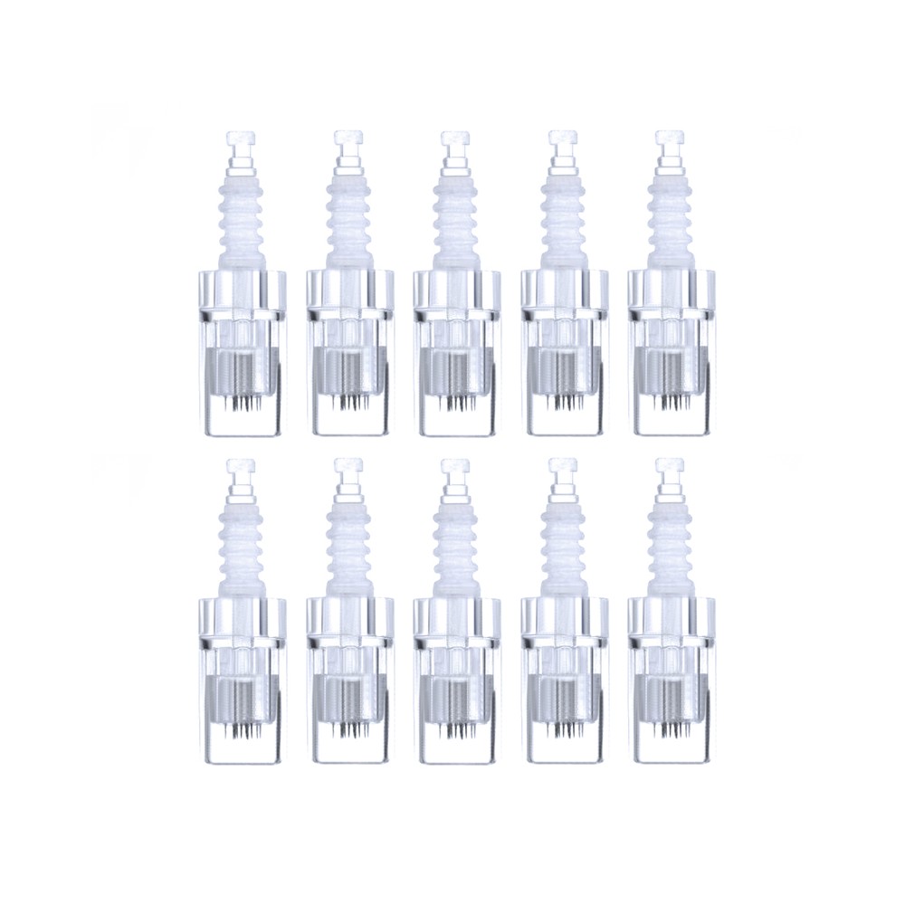 10 cartouches de rechange pour stylo à micro-aiguilles avec 12 aiguilles en acier chirurgical — ensemble présenté