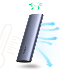 Diskficka Hårddiskhus M.2 B-Key SATA 3.0 Grå + USB-kabel typ C