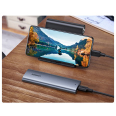 Disk Pocket merevlemez ház M.2 B-KEY SATA 3.0 Szürke + USB kábel C típus C