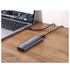 Diskficka Hårddiskhus M.2 B-Key SATA 3.0 Grå + USB-kabel typ C