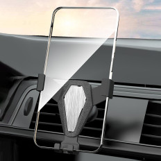Gravitational car holder for a smartphone checkered silver