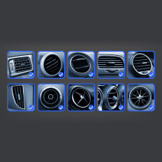 Suporte de carro gravitacional para um smartphone em um ventilador azul