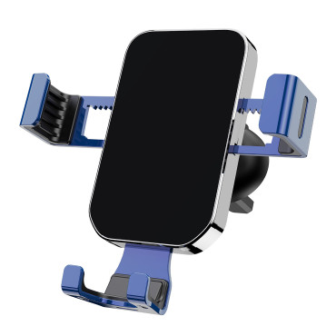 Suporte de carro gravitacional para um smartphone em um ventilador azul