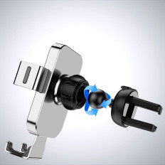 Suporte de carro gravitacional para um smartphone em um ventilador azul