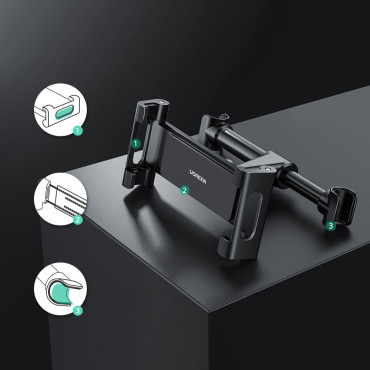 Porte-tablette de smartphone de voiture monté sur l'appuie-tête noire