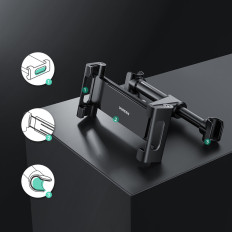 Porte-tablette de smartphone de voiture monté sur l'appuie-tête noire