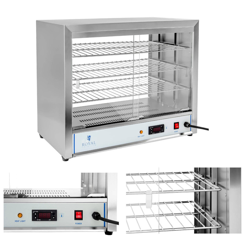 Vitrina calefactora expositora de alimentos calientes 1000W ancho 64cm