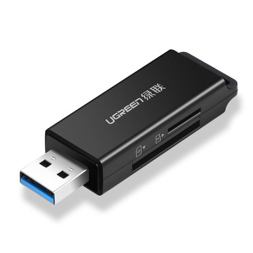 Prenosni čitalnik kartic TF / SD pod USB 3.0 črno