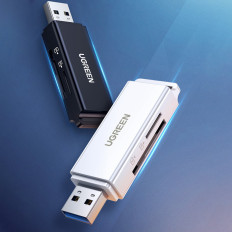 Bärbar TF / SD-kortläsare under USB 3.0 Svart