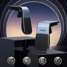 Magnetic car holder for ventilation checkered silver