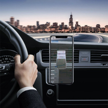 Magnetic car holder for ventilation checkered silver