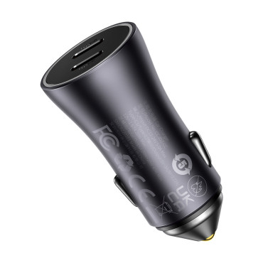 Carregador de carro Contator dourado Pro 2xusb-c 40w cinza