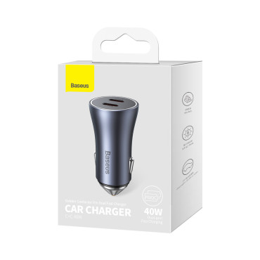 Carregador de carro Contator dourado Pro 2xusb-c 40w cinza