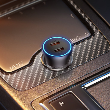 Carregador de carro Contator dourado Pro 2xusb-c 40w cinza