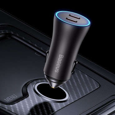 Carregador de carro Contator dourado Pro 2xusb-c 40w cinza
