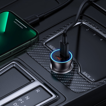 Carregador de carro Contator dourado Pro 2xusb-c 40w cinza