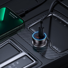 Carregador de carro Contator dourado Pro 2xusb-c 40w cinza