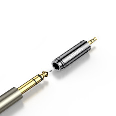 Adaptador de áudio do adaptador 3.5mm (Masculino) em 6.35mm mini jack (feminino) cinza