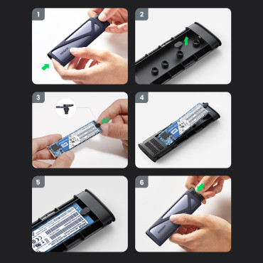 Habitação de bolso para disco SSD M.2 USB 3.2 Gen 2 Superspeed USB 10Gbps Cinza