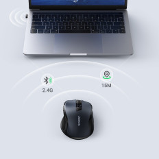 Ergonomisks bezvadu peles USB 2.4GHz 4000DPI melns
