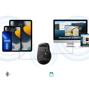 Ergonomisks bezvadu peles USB 2.4GHz 4000DPI melns