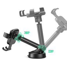 Gravitational handle for a telephone on a dashboard cockpit black