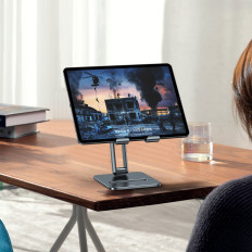 Stand de métal Stand pour smartphone Bureau biaxial pliable à 13 "gris