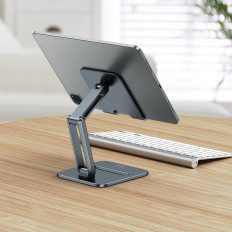 Suporte de metal para smartphone desktop Biaxial dobrável a 13 "cinza