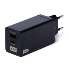 GAN 65W-Ladegerät mit USB-C QC 3.0 PD Black-Häfen