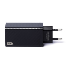GAN 65W lādētājs ar USB-C QC 3.0 pd melnās ostas