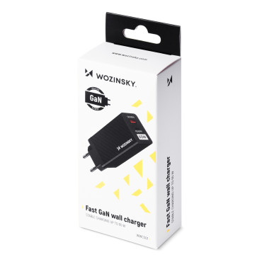 Polnilnik GAN 65W z USB-C QC 3.0 PD črnim pristaniščem