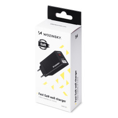 Polnilnik GAN 65W z USB-C QC 3.0 PD črnim pristaniščem