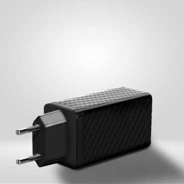 Caricabatterie Gan 65W con porte USB-C QC 3.0 PD nero