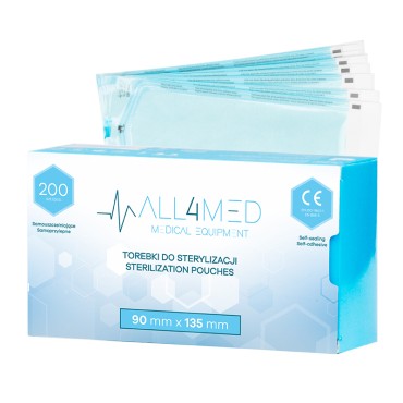 All4med Autoklavierbare Beutel 90mm x 135mm 200 Stk. — Verpackung