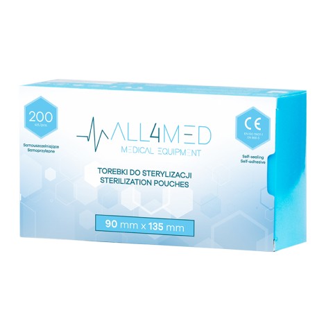 All4med Autoklavoitavat sterilointipussit 90mm x 135mm 200 kpl — etuosa