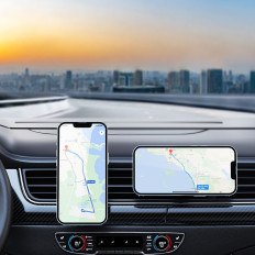 Punho de carro magnético para um telefone cinzento a tela
