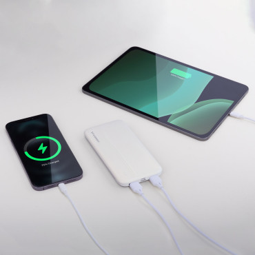 PowerBank Li-Po 10000mAh 2xusb balts